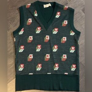 Vintage Gucci Knit Sweater Vest Green Logo Made in Italy Small